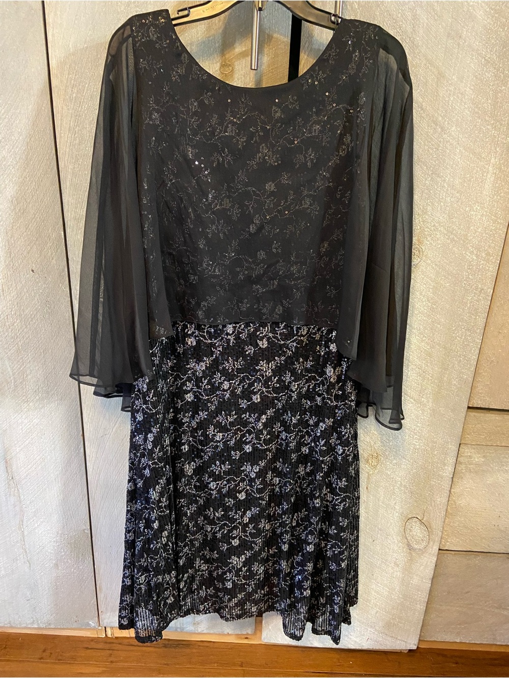 Black Floral Overlay Women's Dress